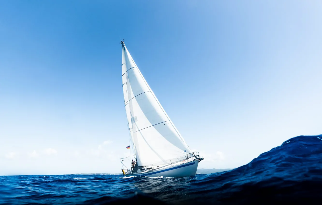 Photo wallpaper tech, the way, yacht, mountains, swimming, Green sails, Ryan Borne, North-3Di-Ocean