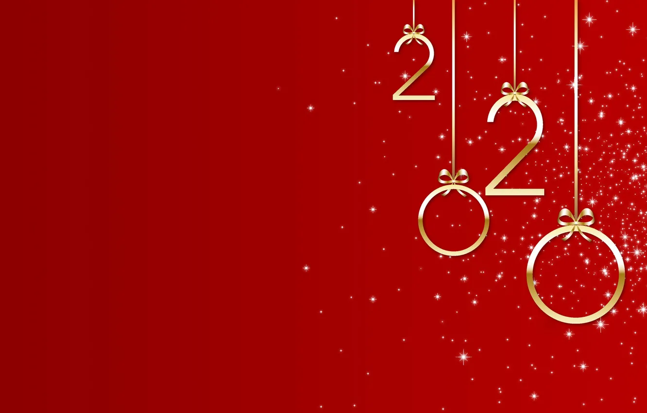 Photo wallpaper red, background, New year, Christmas, New Year, bows, 2020