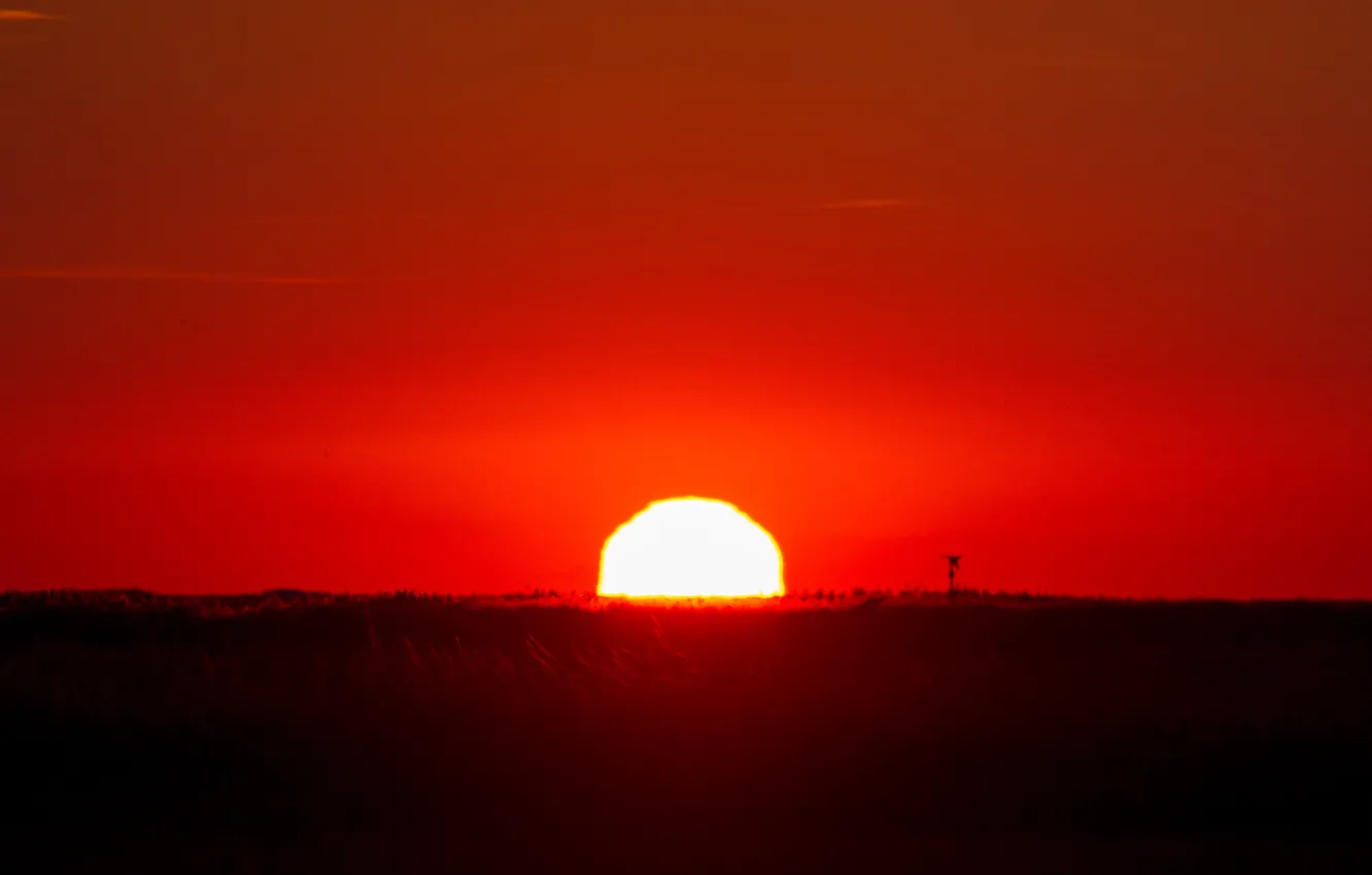 Photo wallpaper fireball, sky, sun, sunrise, red sky, RED SUNrise