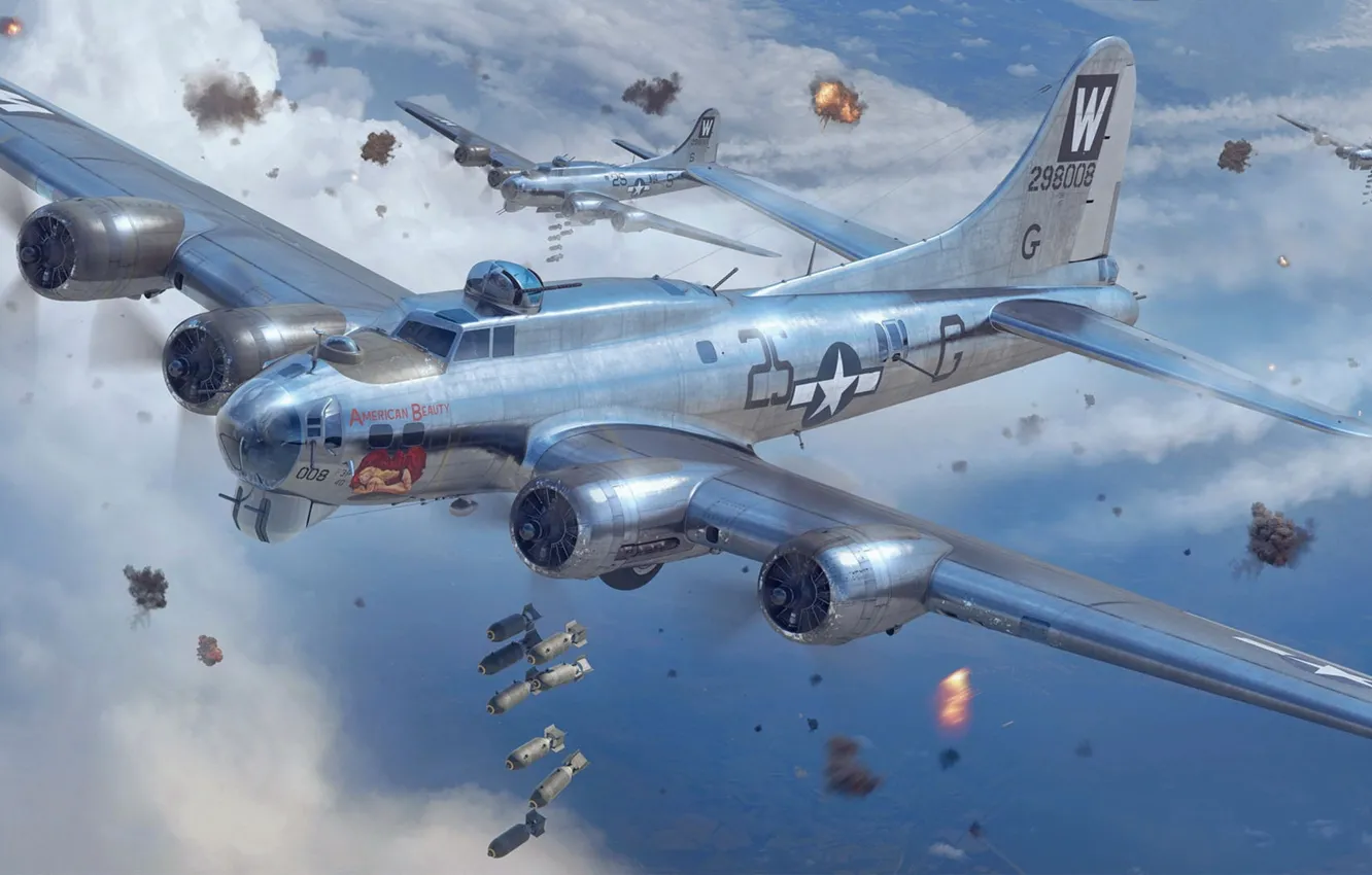 Photo wallpaper heavy, US Airforce, USA, bomber, B-17G Early Production, Piotr Forkasiewicz, Boeing B-17 Flying Fortress