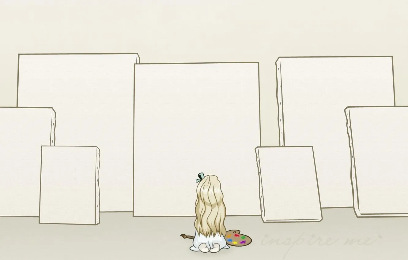 Photo wallpaper paint, the situation, girl, creativity