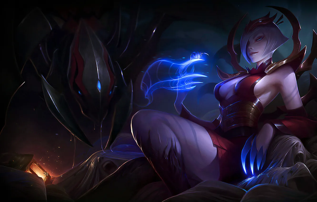 Photo wallpaper girl, League of Legends, fan art, Elise, Blood Moon, spider queen
