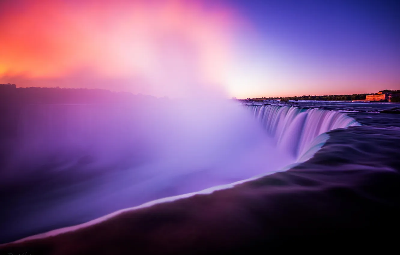 Photo wallpaper landscape, nature, dawn, waterfall, Niagara falls