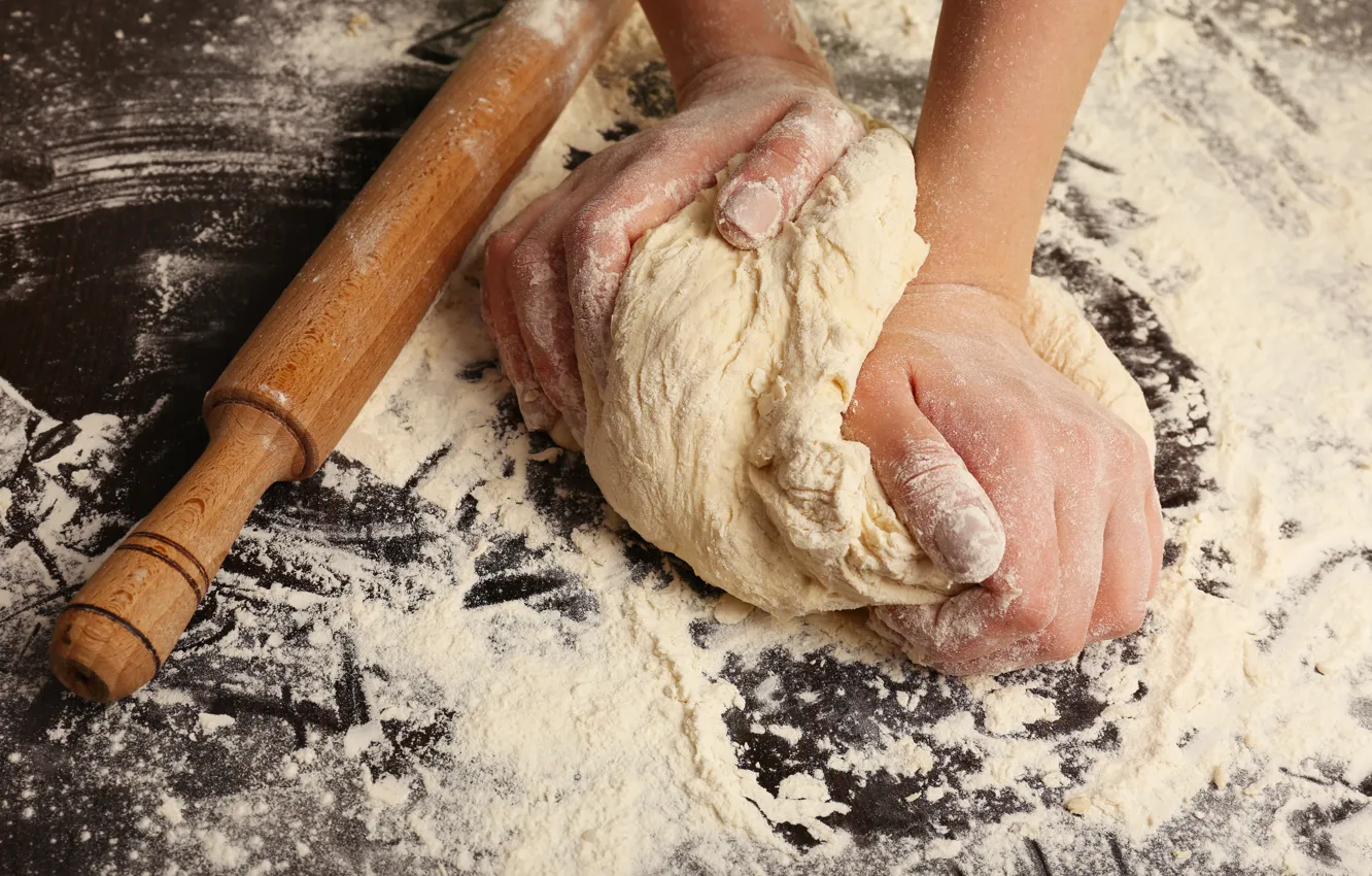 Photo wallpaper bread, table, flour, cooking