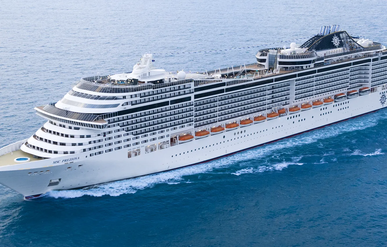 Photo wallpaper sea, ocean, France, ship, 2013, travel, french, msc preziosa