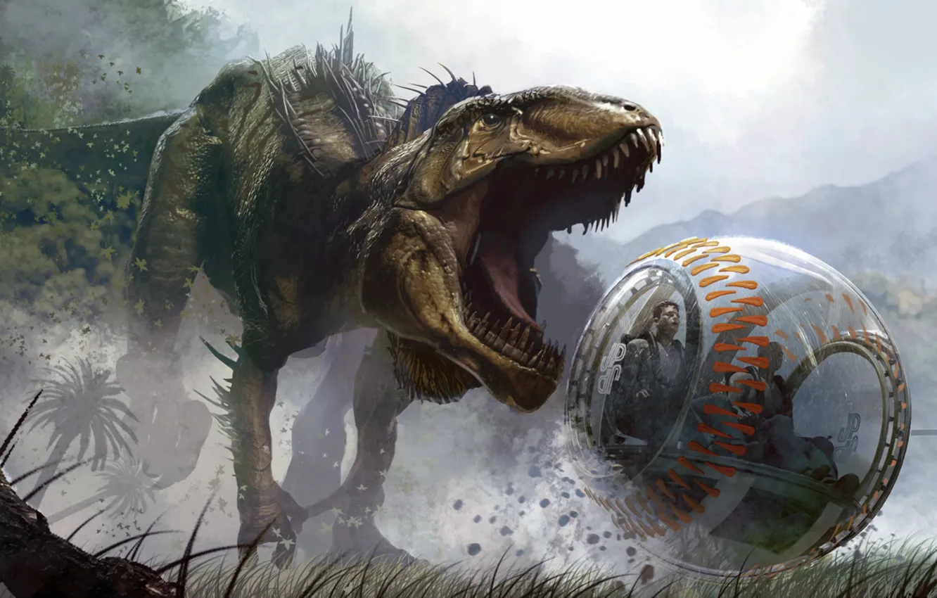 Photo wallpaper dinosaur, Jurassic Park, Jurassic World, gyrosphere