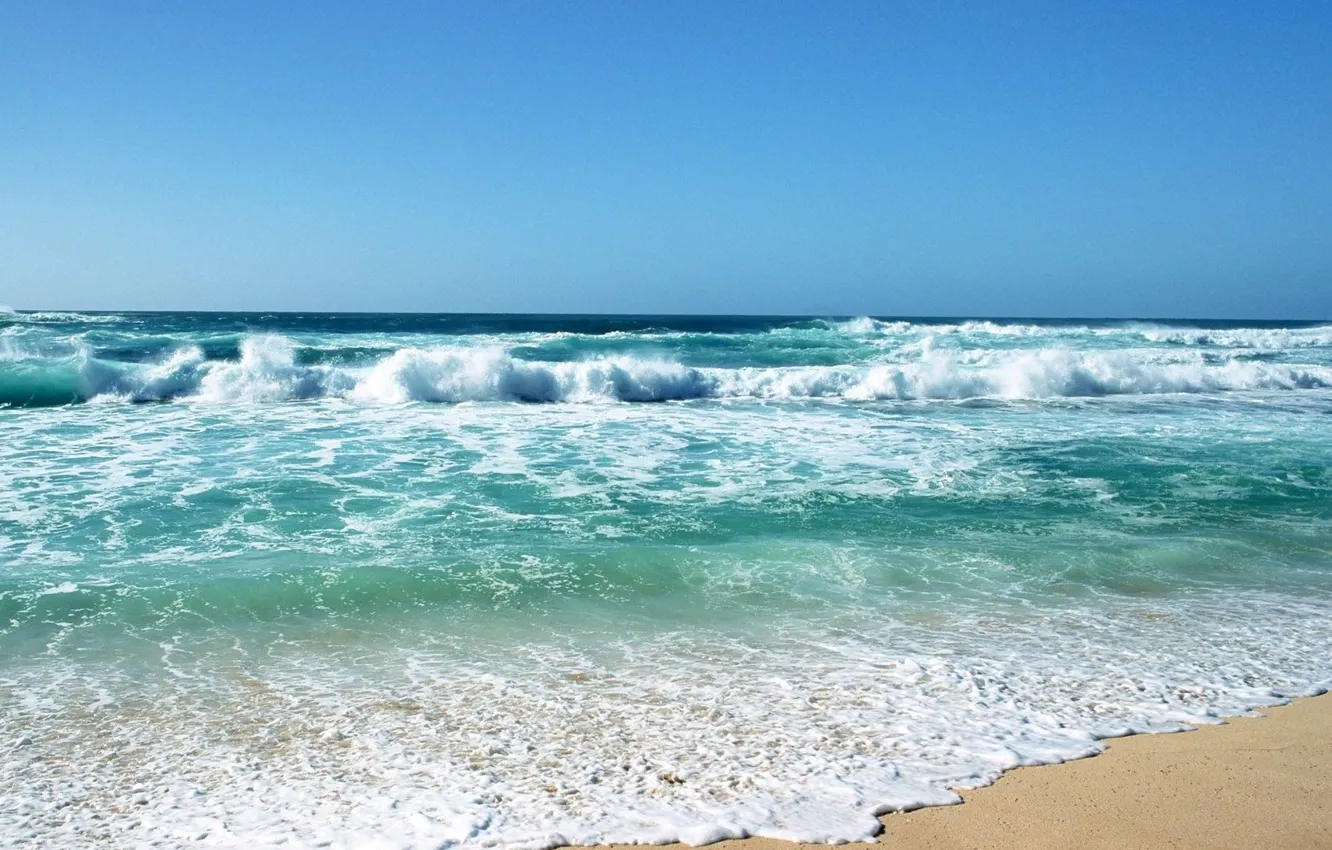 Photo wallpaper sand, wave, beach, summer, the sky, Sea