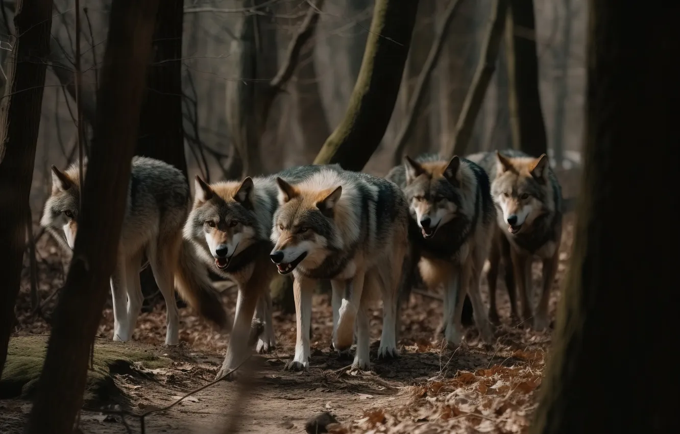 Photo wallpaper fantasy, nature, art, snow, predator, face, animal, wolf
