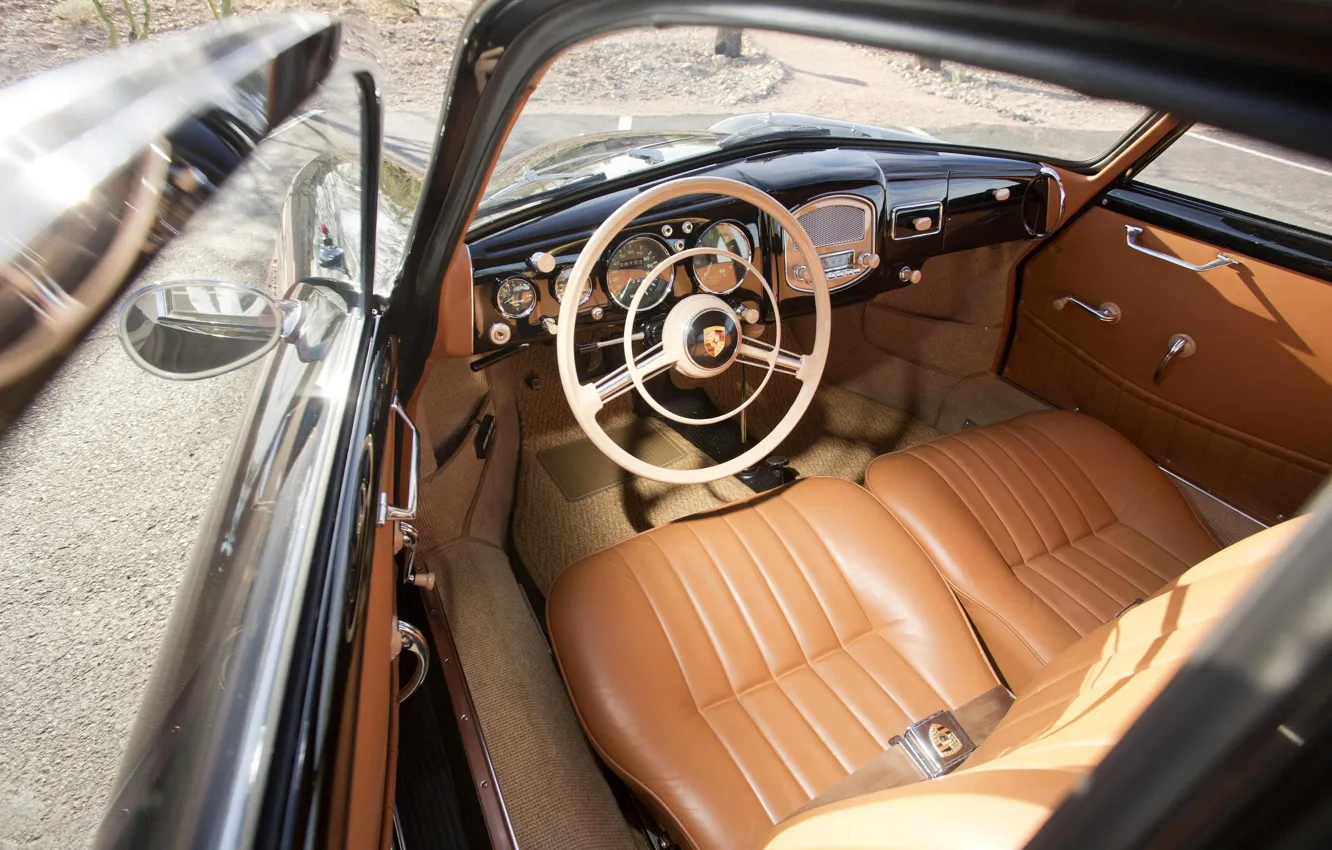 Photo wallpaper Porsche, 1955, 356, car interior, Porsche 356 1500 Continental Coupe