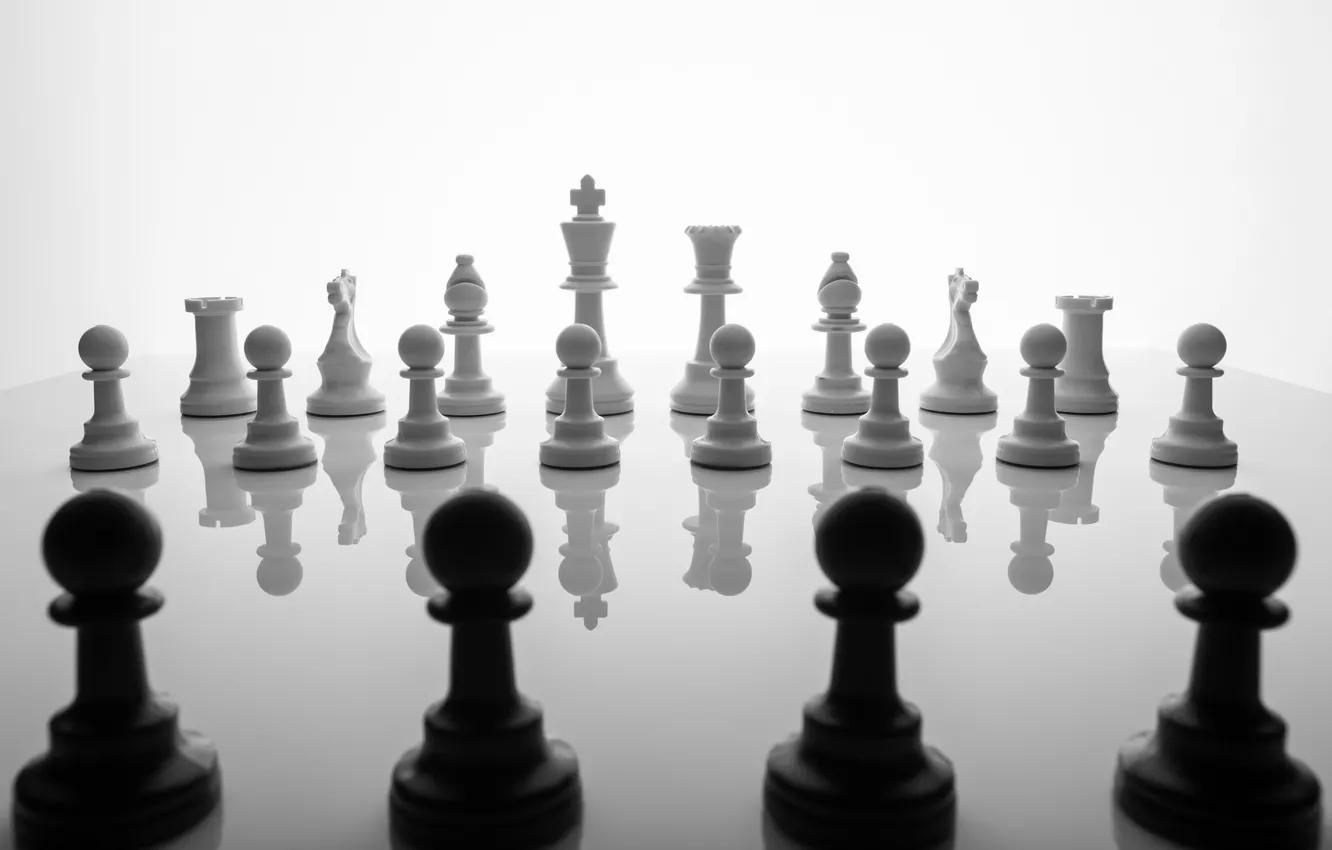 Photo wallpaper reflection, chess, figure