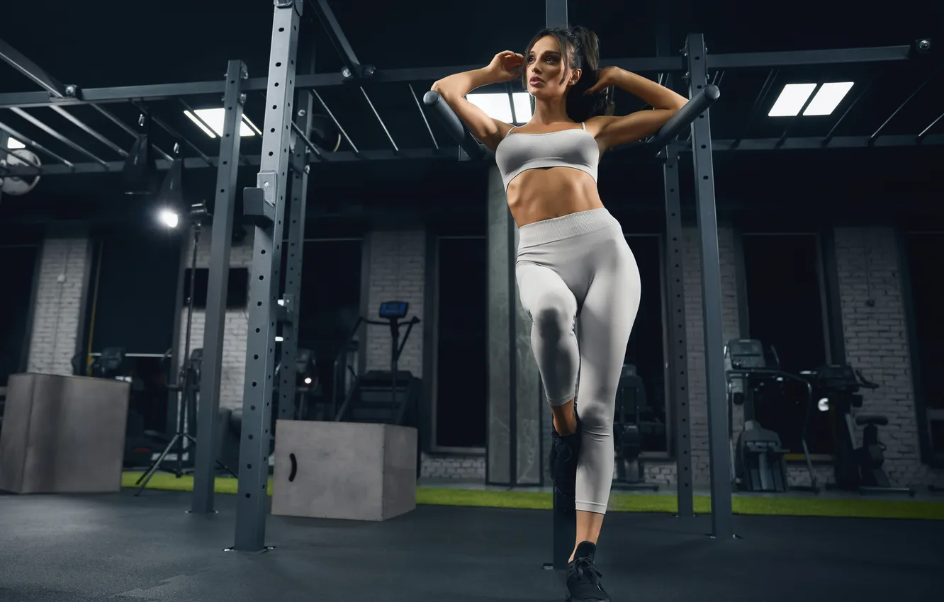 Photo wallpaper girl, sports, fitness, gym, sneakers