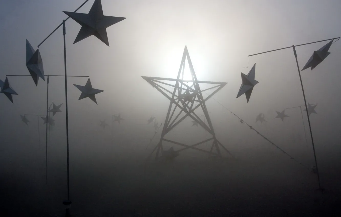 Photo wallpaper stars, light, fog
