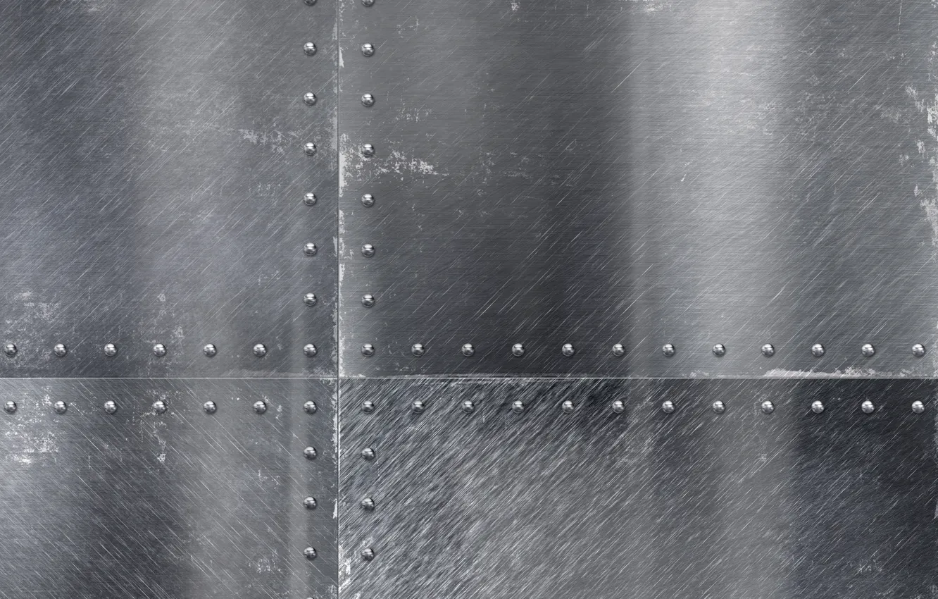 Photo wallpaper metal, rivets, furrow