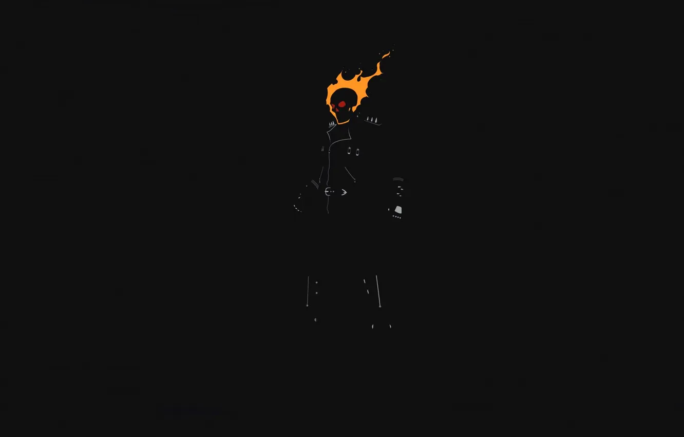 Photo wallpaper movie, minimalism, cinema, Ghost Rider, Ghost rider, minimalism, Marvel, the dark background