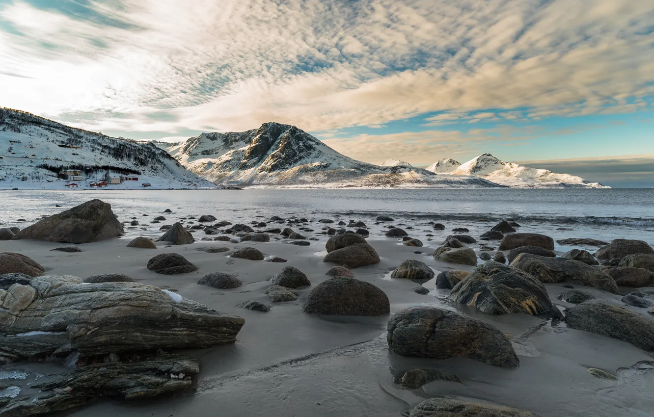 Photo wallpaper sea, stones, coast, Norway, Norway