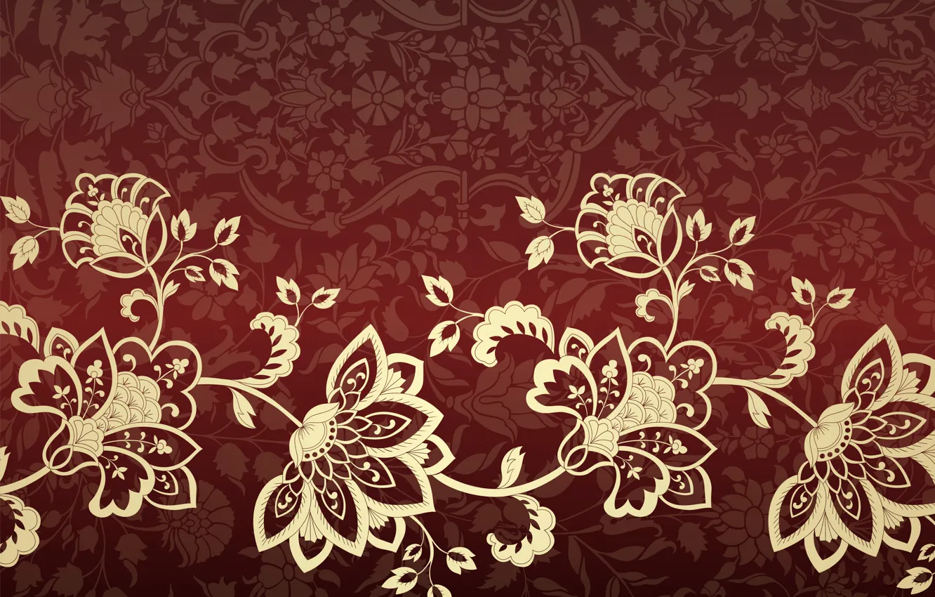 Photo wallpaper flowers, pattern, texture, ornament
