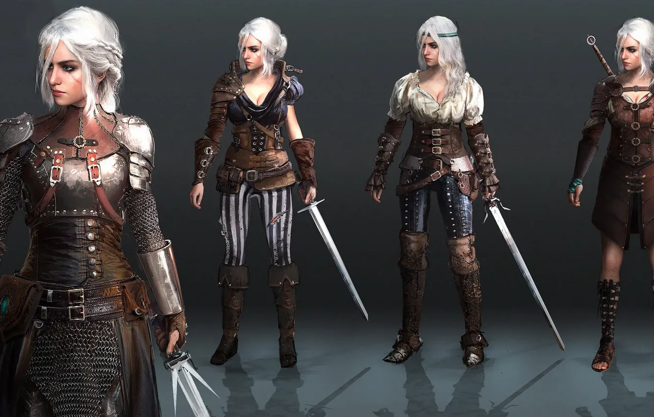 Photo wallpaper girl, sword, The Witcher 3: Wild Hunt