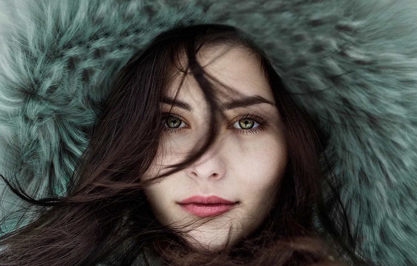 Photo wallpaper look, close-up, face, model, hat, portrait, makeup, hairstyle