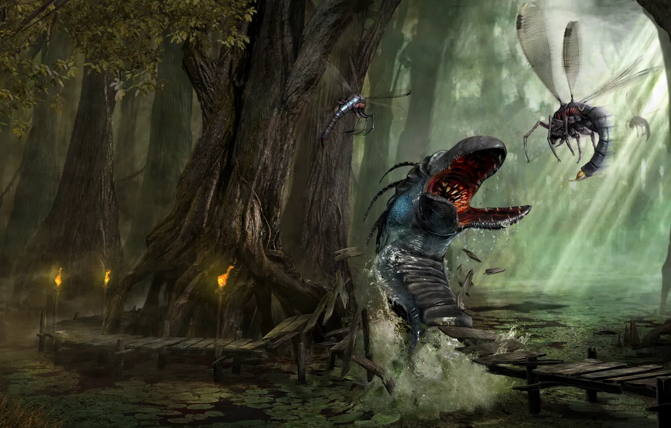 Photo wallpaper Gothic, dragonfly, swamp worm, Arcania: A Gothic Tale