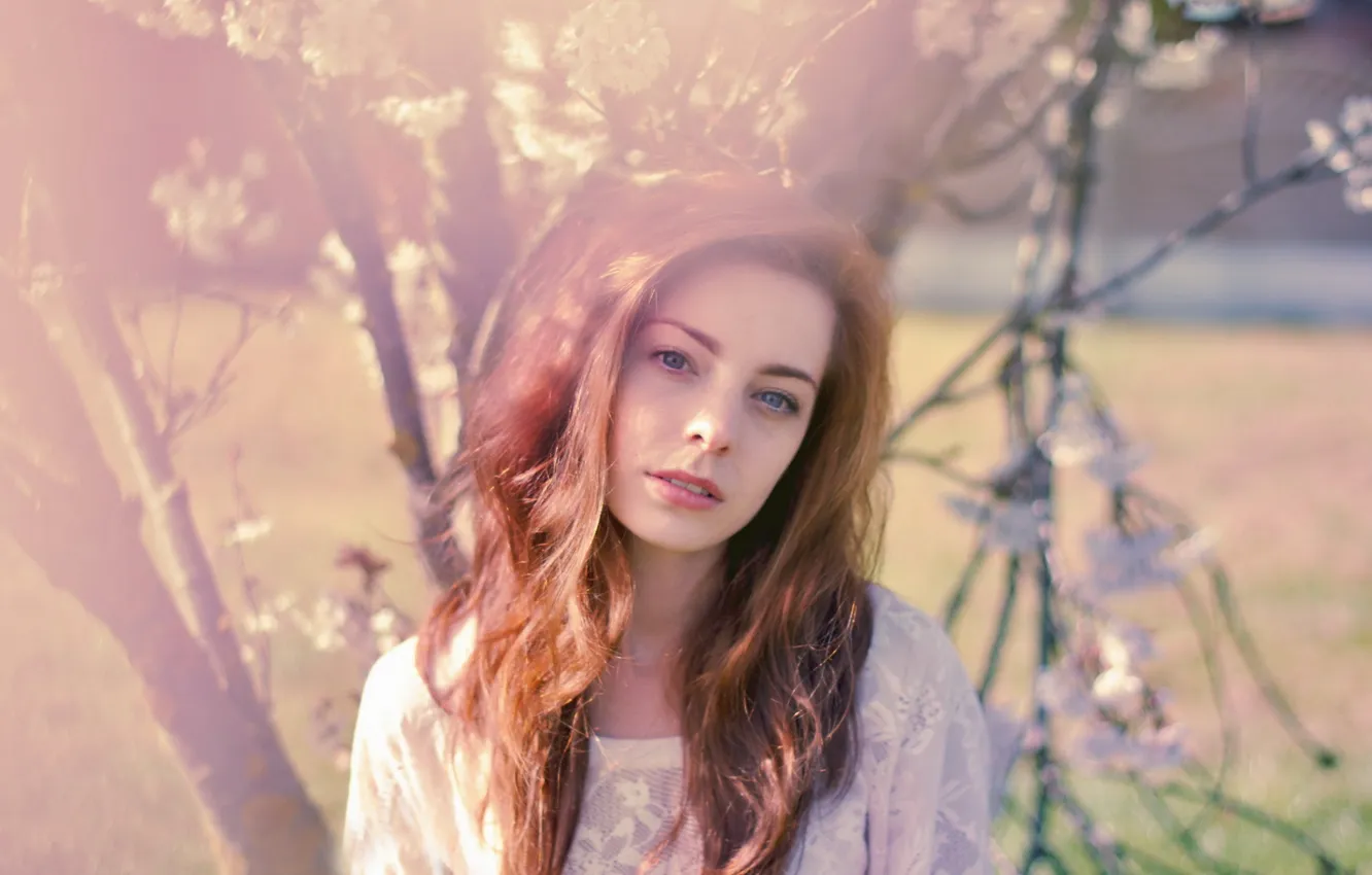 Photo wallpaper girl, nature, mood