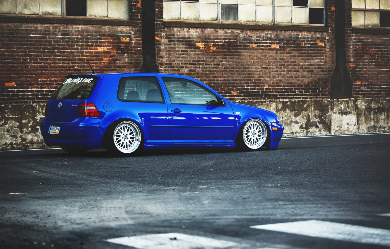 Wallpaper volkswagen, Golf, golf, blue, Volkswagen, gti, low, stance ...