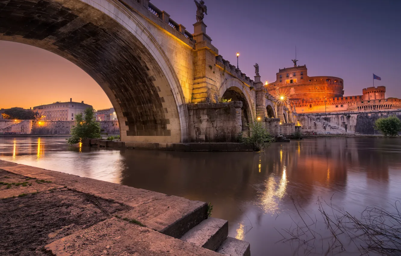 Photo wallpaper roma, architecture, Castel Sant'Angelo bridge