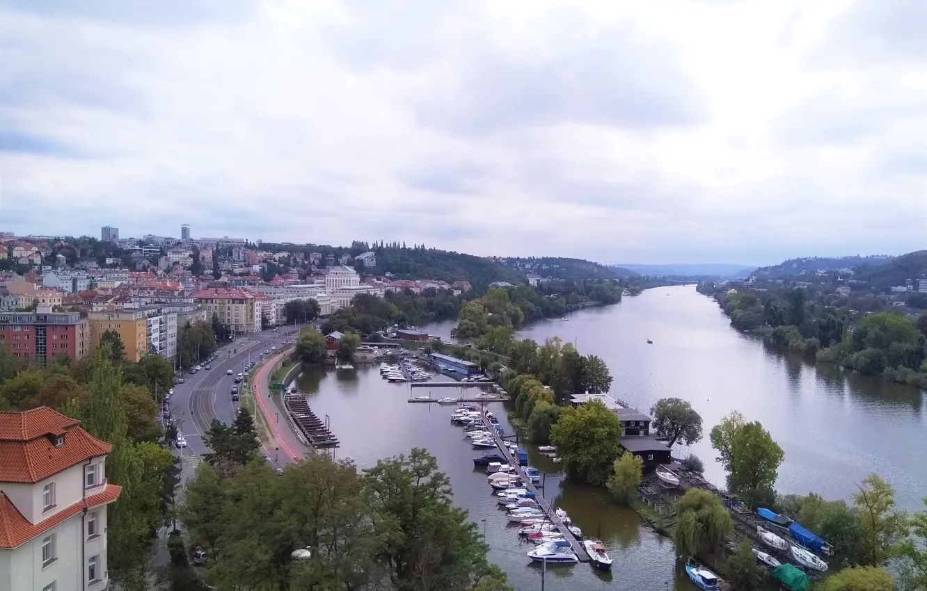 Photo wallpaper Prague, Czech Republic, the Vltava river, visegrad