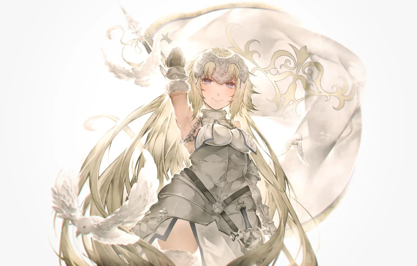Photo wallpaper girl, pigeons, Fate / Grand Order, Ruler