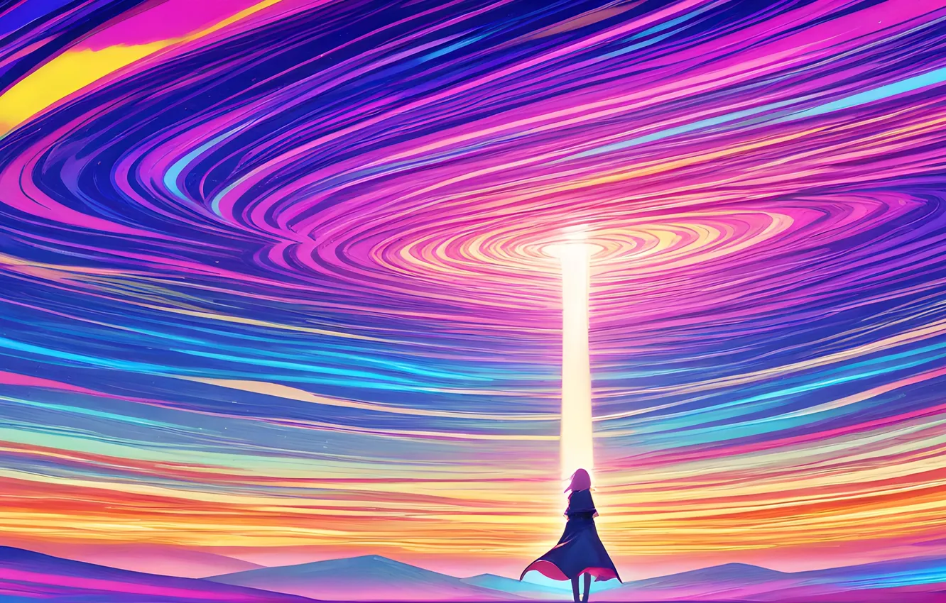 Photo wallpaper colors, colorful, Girl, light, digital art, artwork, colored, illustration