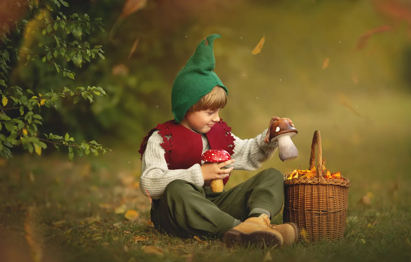 Photo wallpaper boy, basket, cap