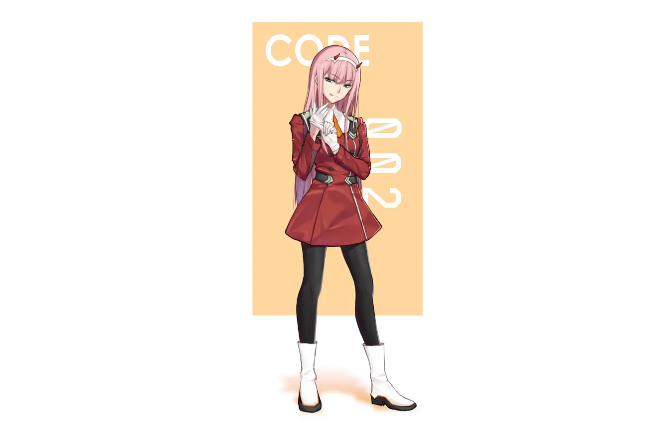 Photo wallpaper girl, white background, 002, Darling In The Frankxx, Cute in France, Zero Two