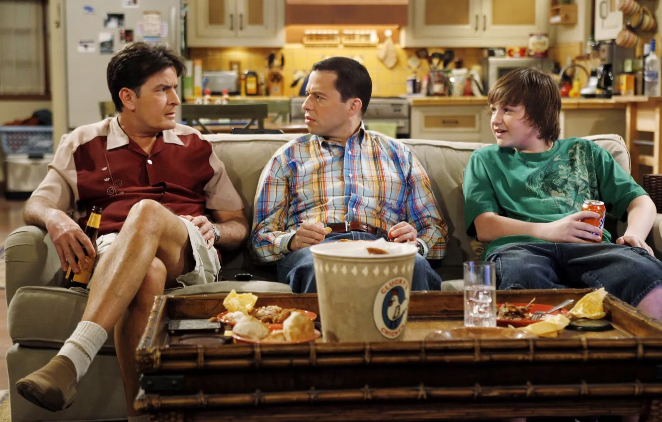 Photo wallpaper actor, the series, characters, Charlie Sheen, John Cryer, Jake Harper, Charlie Harper, Alan Harper