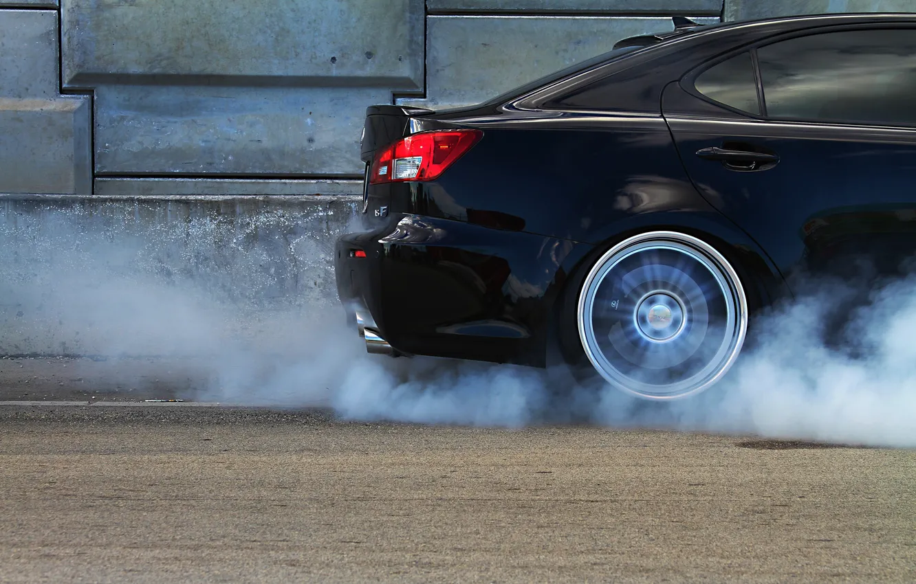 Photo wallpaper smoke, wheel, drives, lexus ls-f