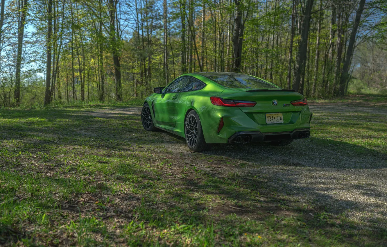 Photo wallpaper forest, coupe, BMW, Coupe, 2020, BMW M8, two-door, M8