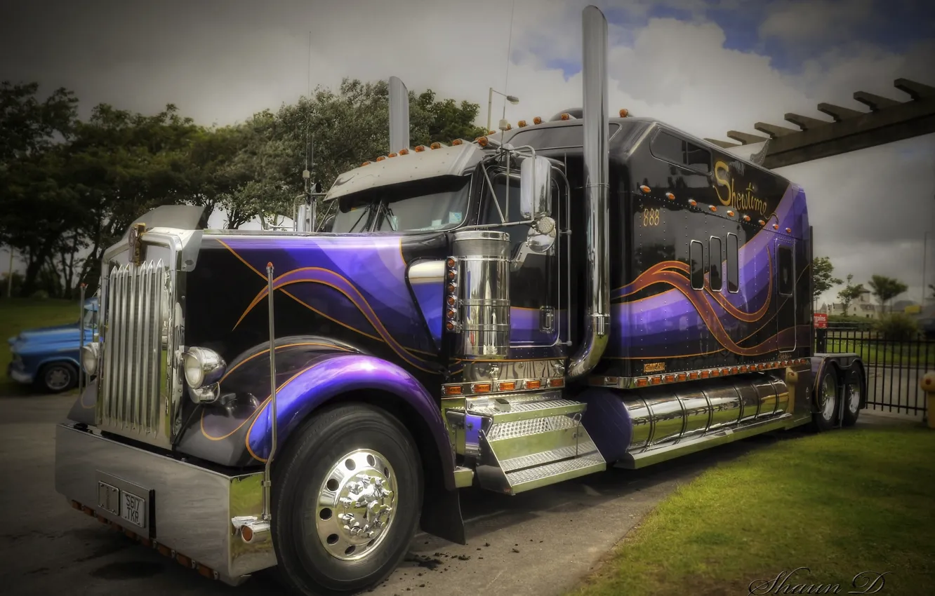 Photo wallpaper HDR, truck, Kenworth