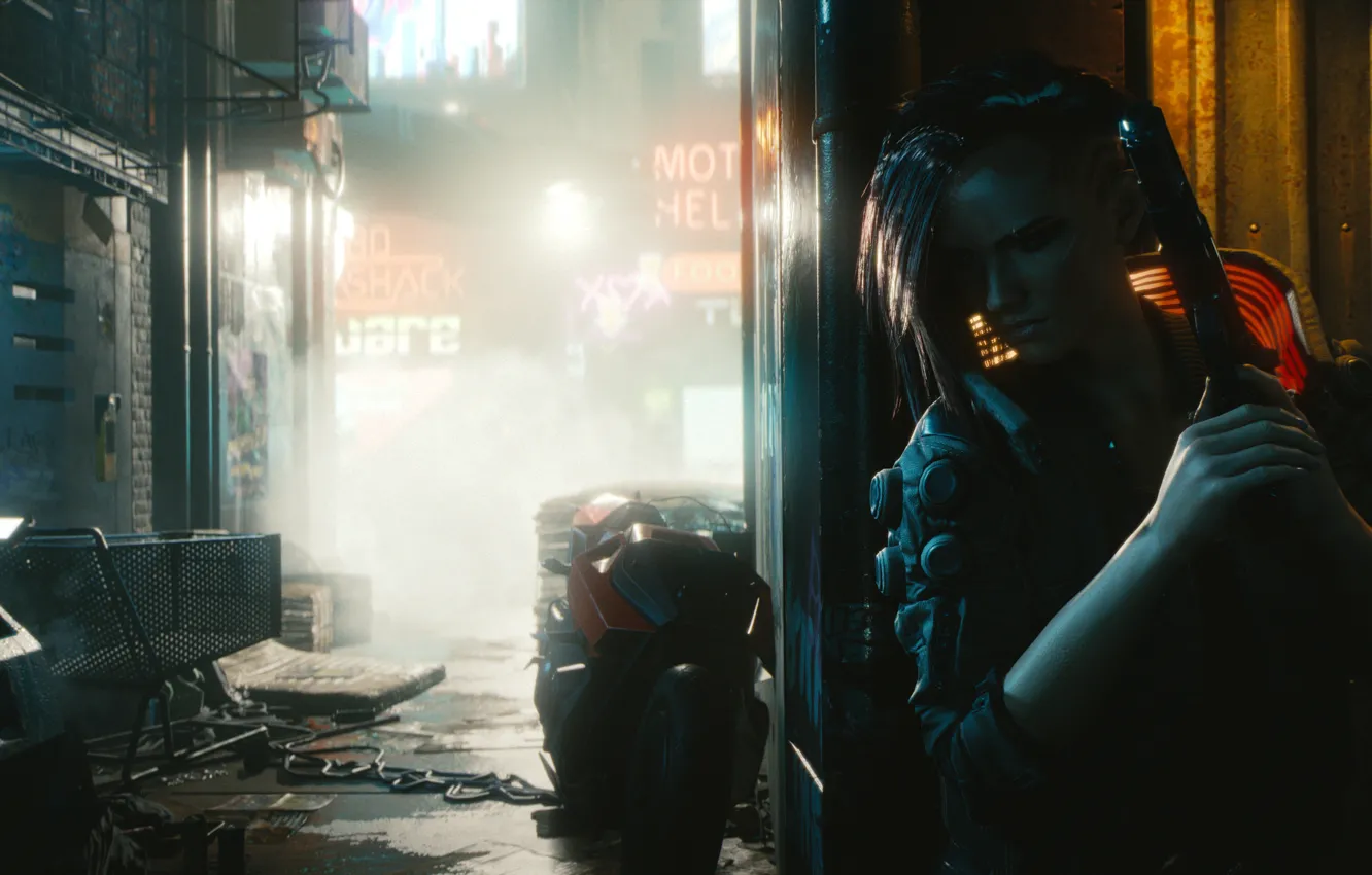 Photo wallpaper Girl, The city, The game, Neon, Street, CD Projekt RED, Cyberpunk 2077, Cyberpunk