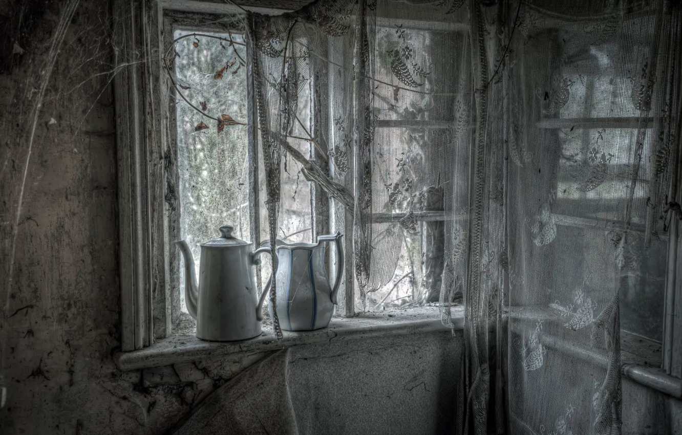 Photo wallpaper room, window, curtains