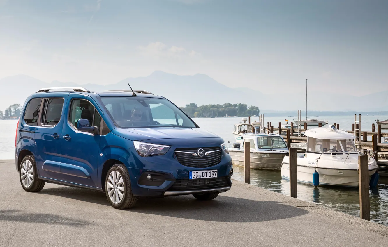 Photo wallpaper photo, Blue, Opel, Car, Van, Combo Life, 2018-19