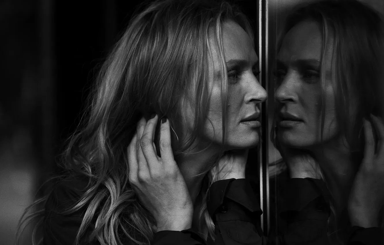 Photo wallpaper Uma Thurman, portrait, Black White, Peter Lindbergh