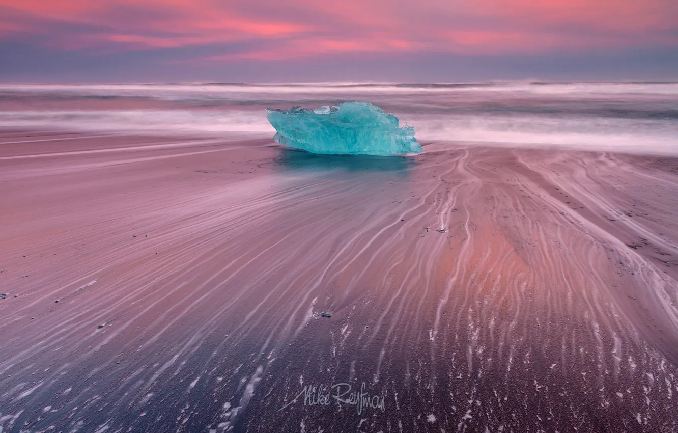 Photo wallpaper beach, light, nature, ice, Iceland