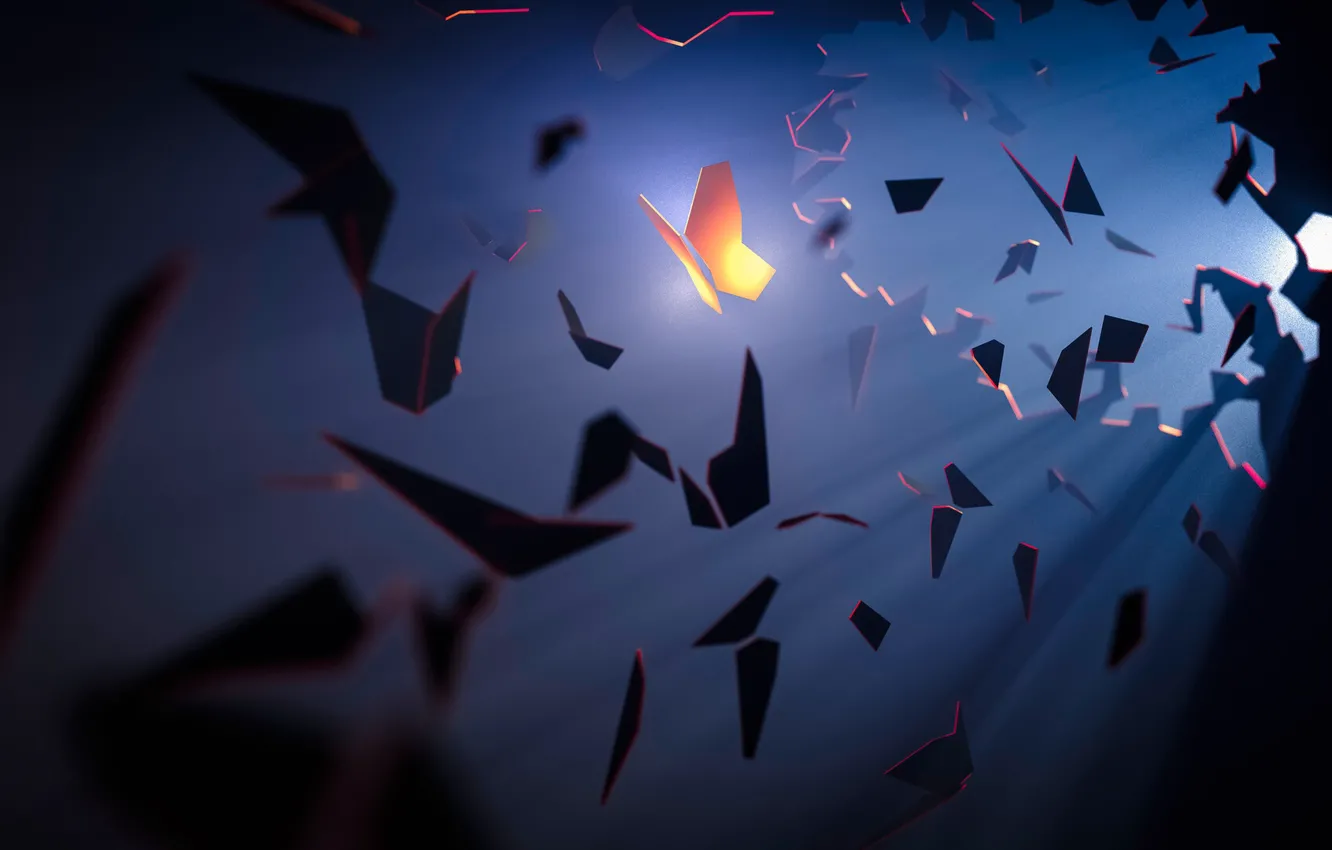 Photo wallpaper light, fragments, fiction, butterfly, art, fantasy, art, piece