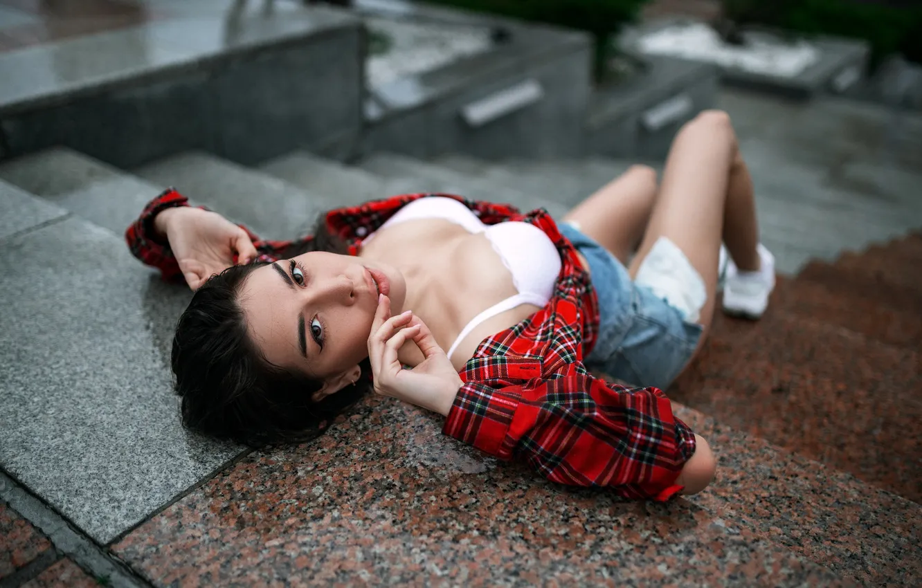 Photo wallpaper sexy, model, look, stair, Vadim Podoprigora