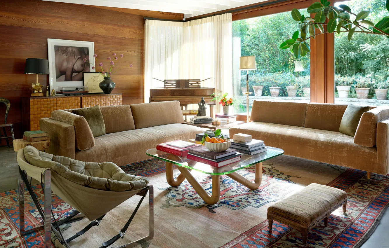 Photo wallpaper room, interior, piano, living room, vintage living room, by JOHNSON