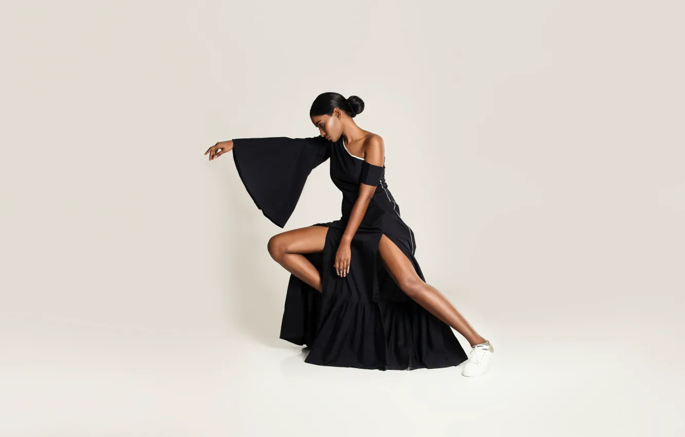 Photo wallpaper movement, beauty, dance, grace, black dress, gesture, beauty, grace