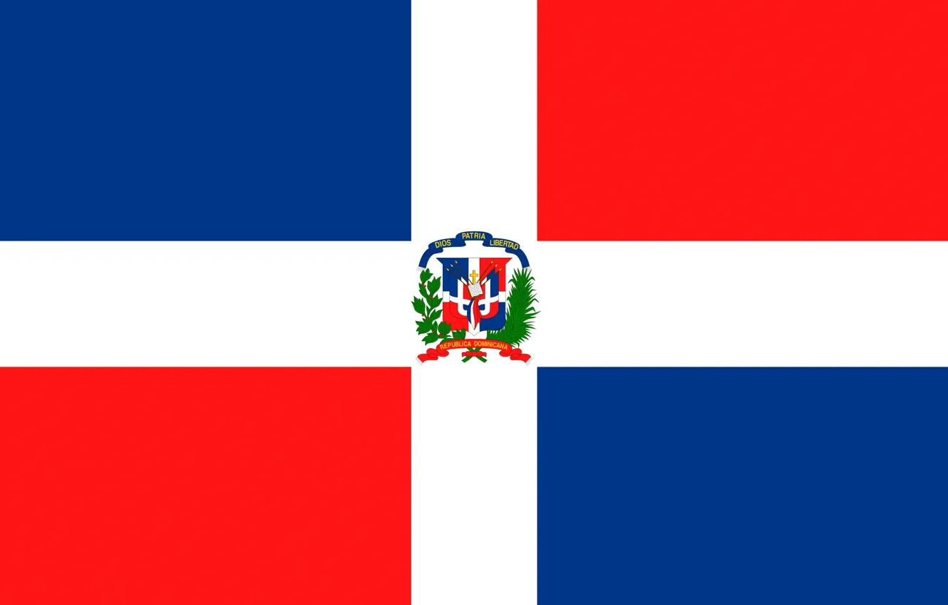 Photo wallpaper flag, coat of arms, flag, Dominican Republic, Dominican Republic