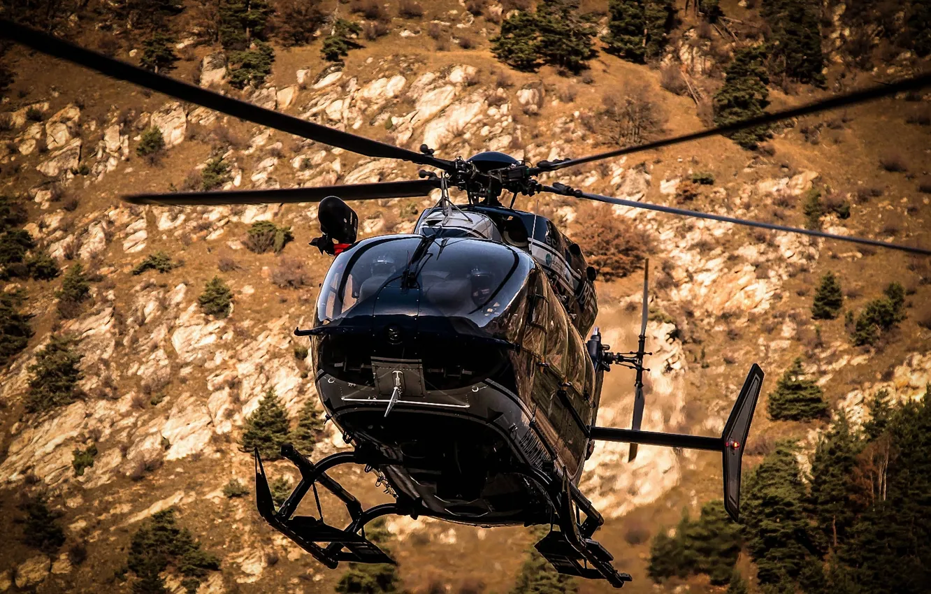 Photo wallpaper flight, mountains, France, Alps, helicopter