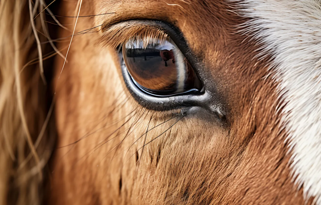 Photo wallpaper eyes, look, eyelashes, horse, horse, the pupil, front, digital art