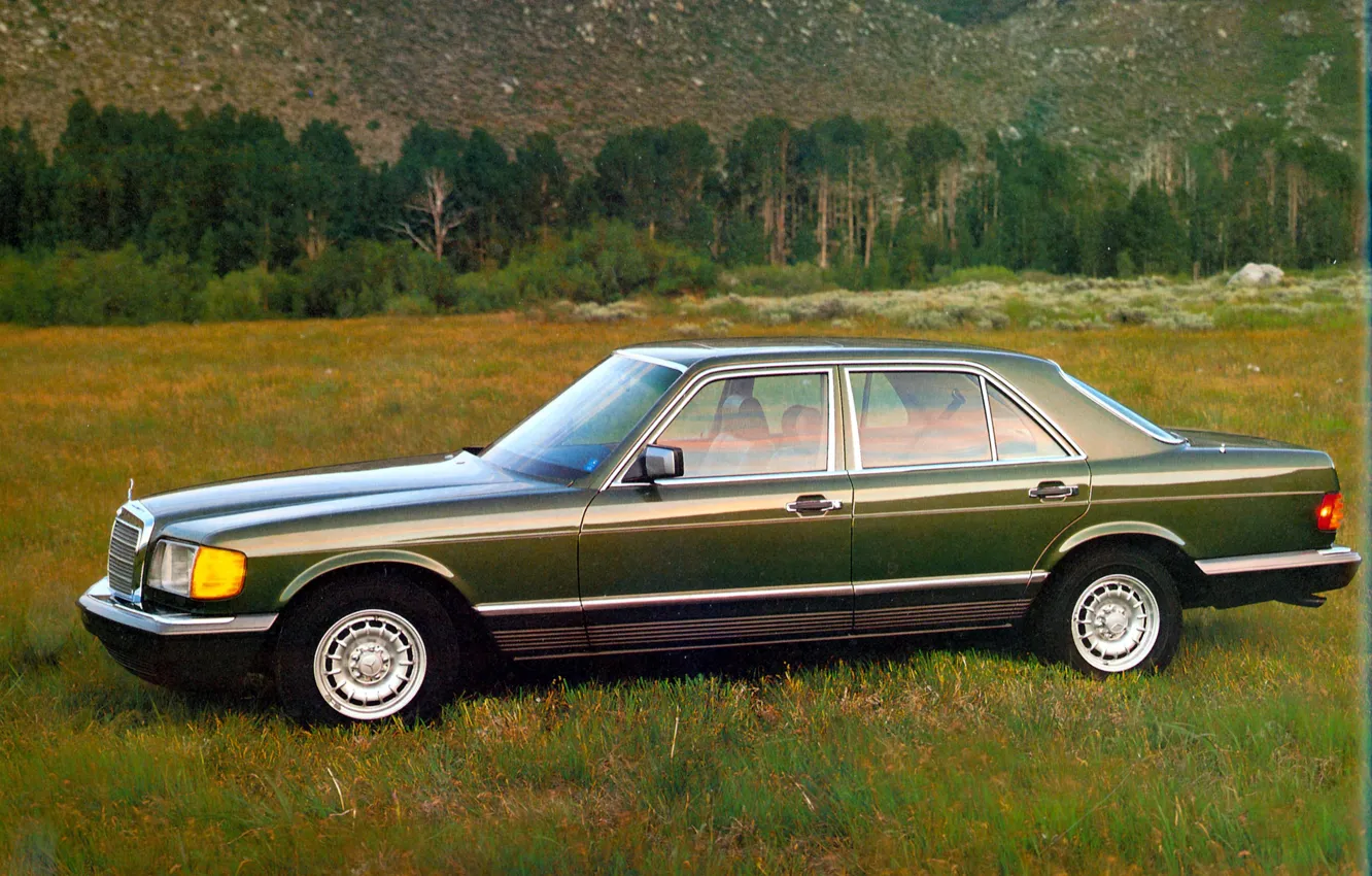 Photo wallpaper green, Mercedes-Benz, 1979, S-Class, w126