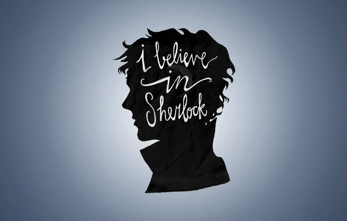Photo wallpaper figure, portrait, minimalism, silhouette, profile, Sherlock, bbc, sherlock