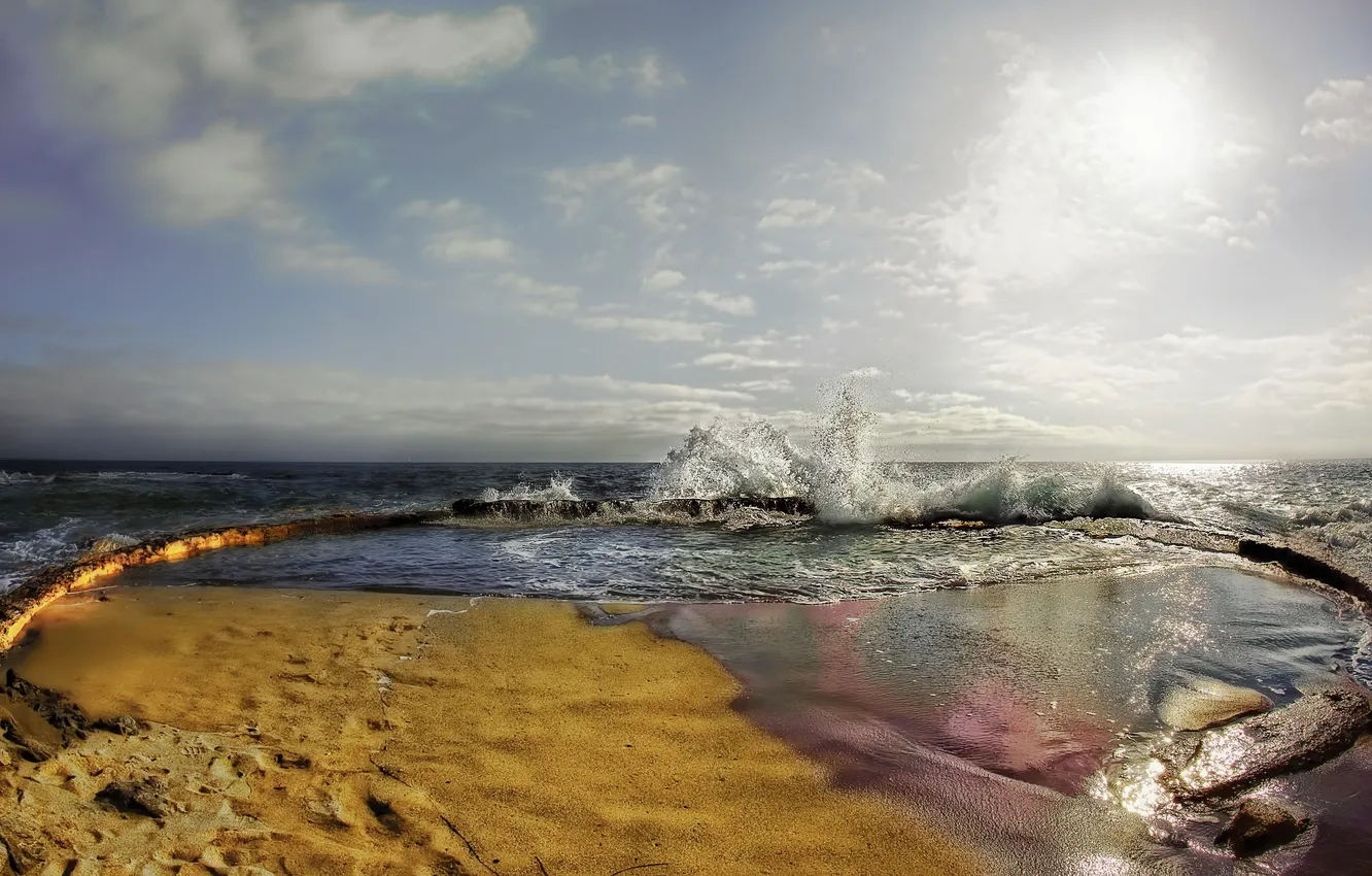 Photo wallpaper sea, wave, landscape